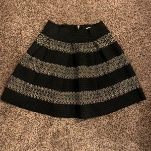 Gold and Black Short Structured Skirt, Size S